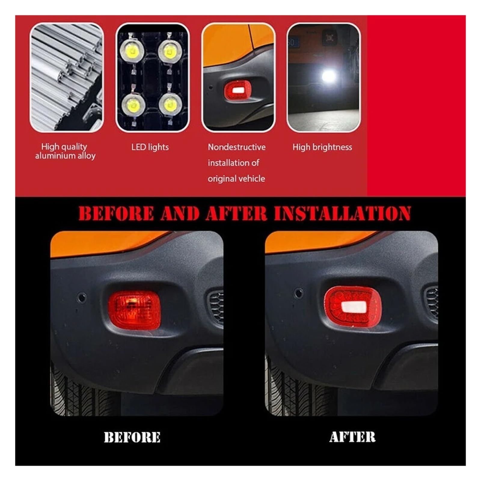 For Jeep Renegade 2015-2019 Riflettori paraurti posteriori Coda rossa/freno, fendinebbia posteriori e luci di retromarcia bianche 2 pezzi(Smoked Lens)