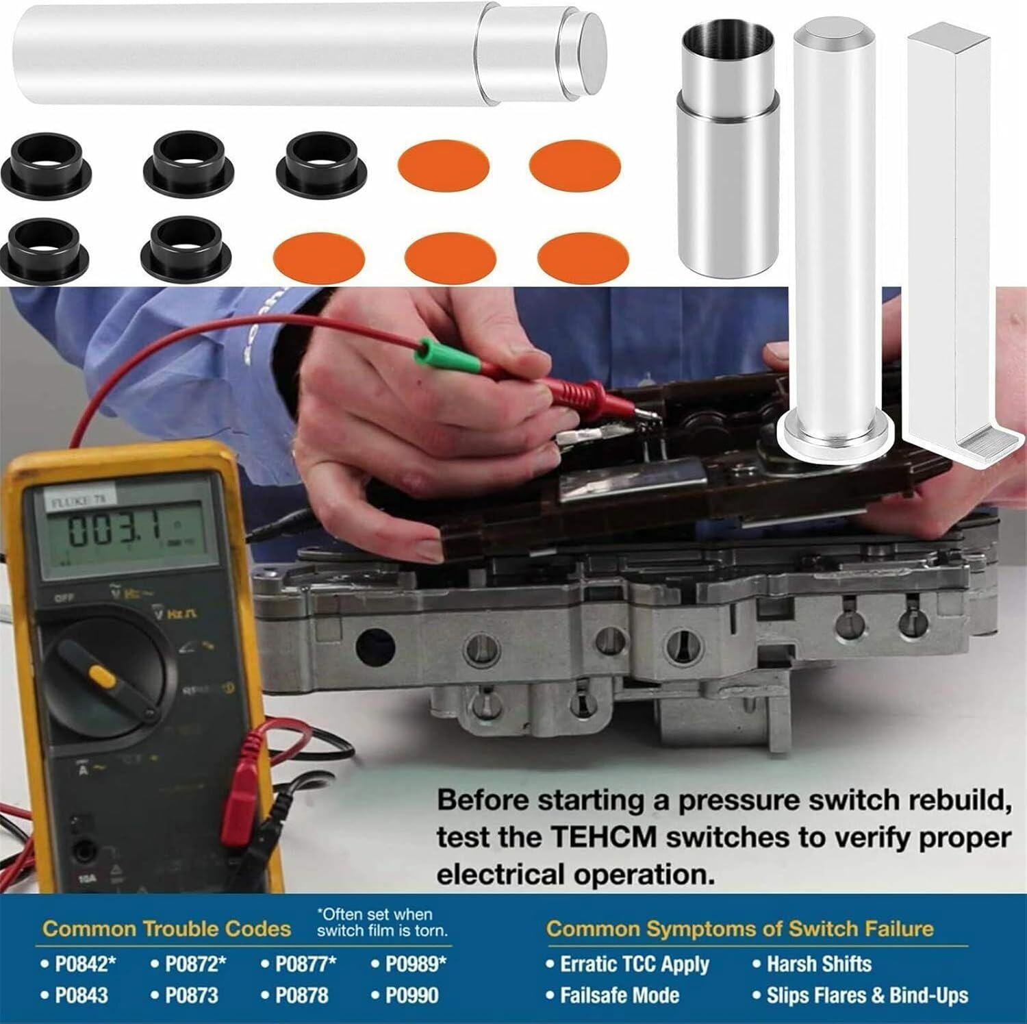124740-TL30 Pressure Switch Installation Tool Kit Fit for GM Transmissions 6L45 6L50 6L80 6L90 & 1st Gen 6T70 6T75