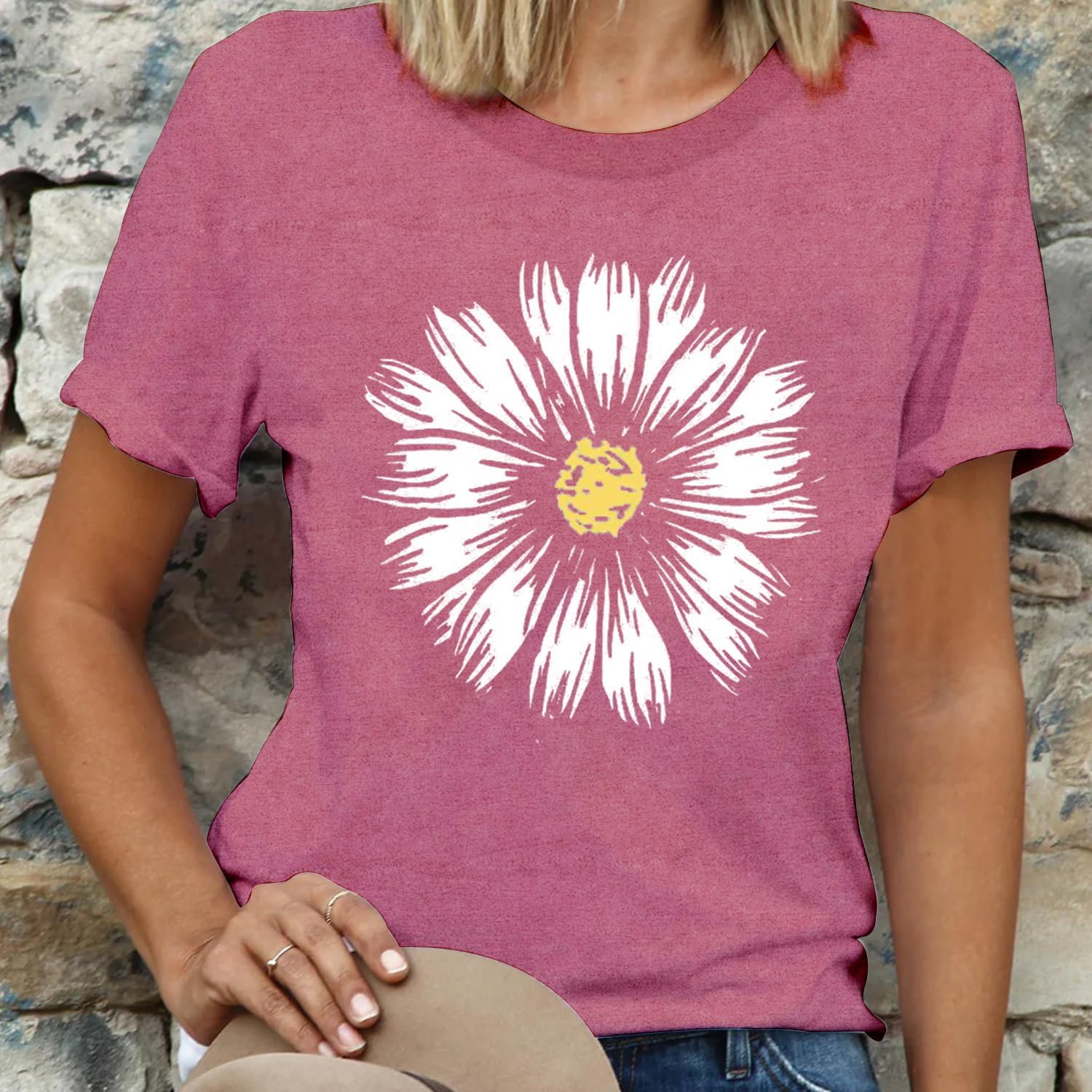 LBP Women's Daisy Shirt Wildflower Shirt Cute Flower Shirt Summer Casual Plant Shirt Floral T-Shirt - Image 3