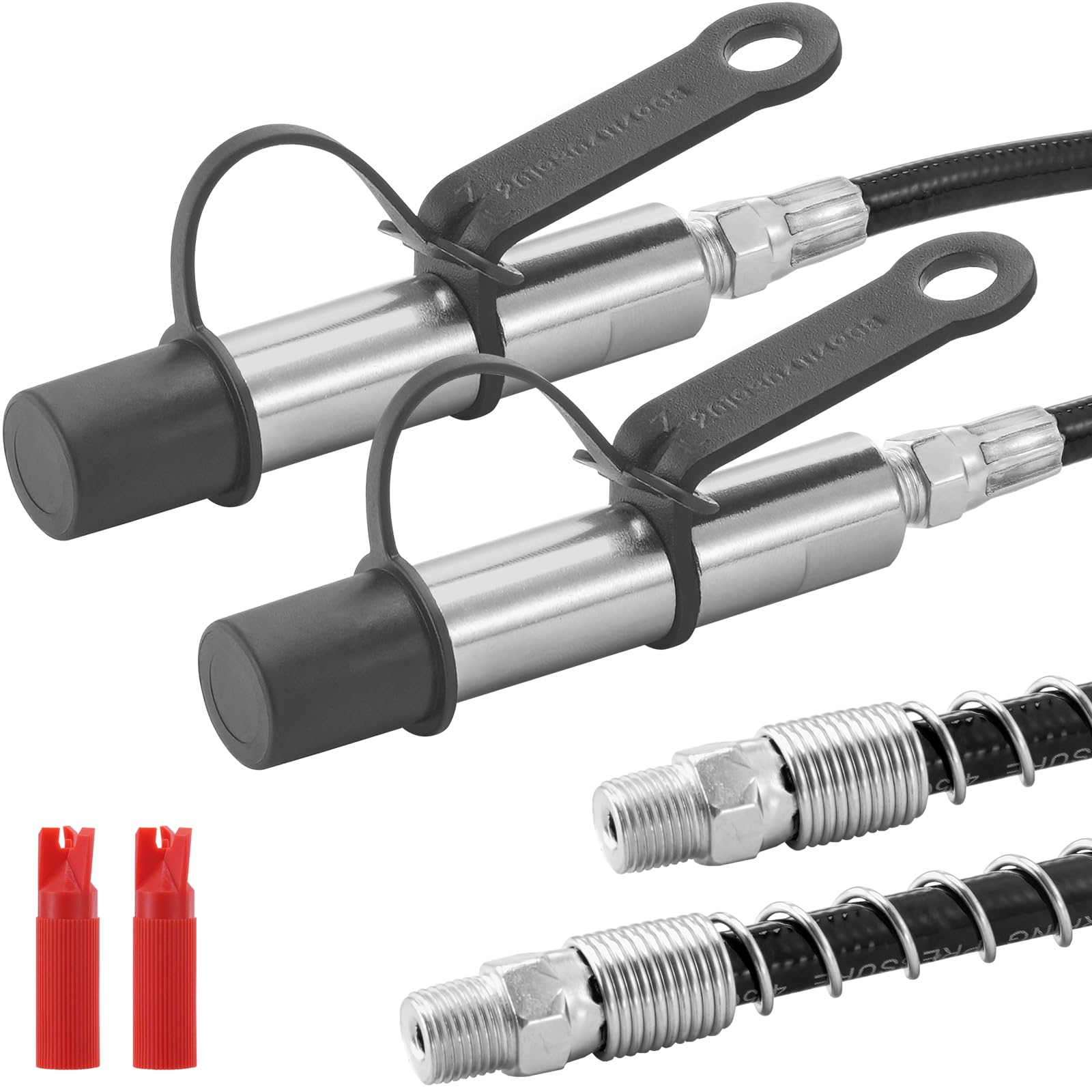 VEVOR Lot de 2 coupleurs de pistolet à graisse, haute pression 10 000 PSI, verrouillage à 3 mâchoires, pointe de pistolet à graisse à dégagement rapide avec tuyau/raccords Zerk, nettoyeur/capuchon ant