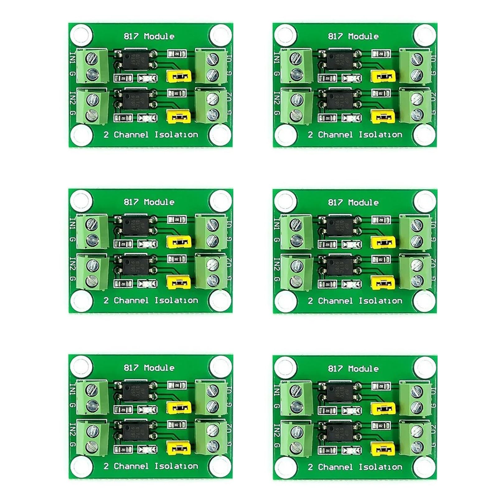 6Pcs Optocoupler Isolation Board,PC817 2 Channel 3.6-30V Driver Photoelectric Isolated Module Voltage Level Converter Module