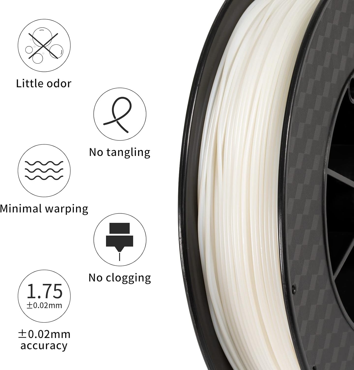 PVA Filament, Water Soluble Support 3D Printer Filament 1.75mm 0.5KG Spool for 3D Printers, Natural