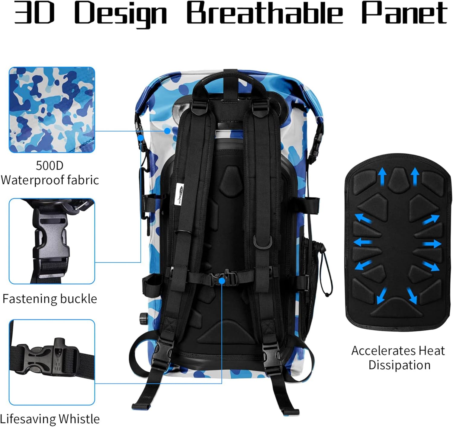 Waterproof Backpack for Men and Women - Roll-Top Floating Dry Bag Backpack for Kayaking, Rafting, Boating, Beach (Black) - Image 4