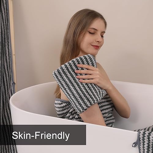 Miniatura 8 de CHINO Toallas de baño, 4 toallas de baño grandes de color gris oscuro de 35 x 70 pulgadas, toallas de baño extragrandes de microfibra suave XL,