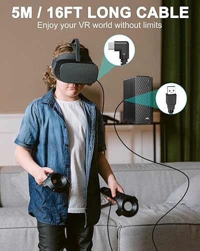 Miniatura 4 de TechKen Compatible con Oculus Quest 2 Link Cable de 16 pies, cable Link VR Quest 2Meta Quest 21 y PCSteam VR transferencia de datos de PC de alta