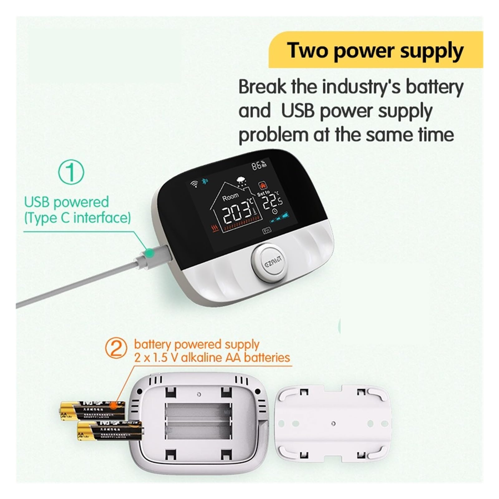 Termostato Intelligente, Termostato Smart Tuya ， Regolatore di Temperatura Wireless for Riscaldamento dell'Acqua della Caldaia a Gas ， Termoregolatore LCD Smart Home(White T9W)