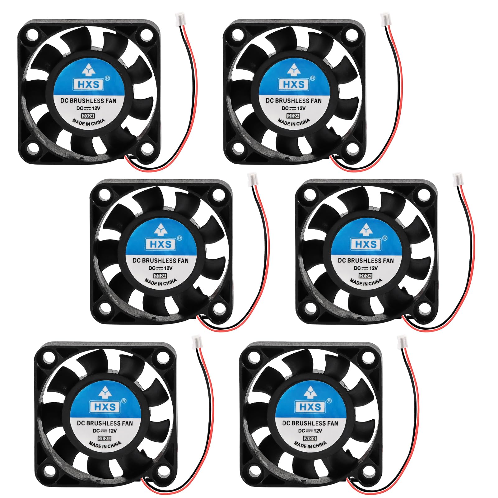 6 sztuk wentylatorów 40 mm DC 12 V, 4010 cichy wentylator 40 x 40 x 10 mm z kablami do DVR małych urządzeń gospodarstwa domowego i zamiennych drukarek 3D, wentylator radiatora