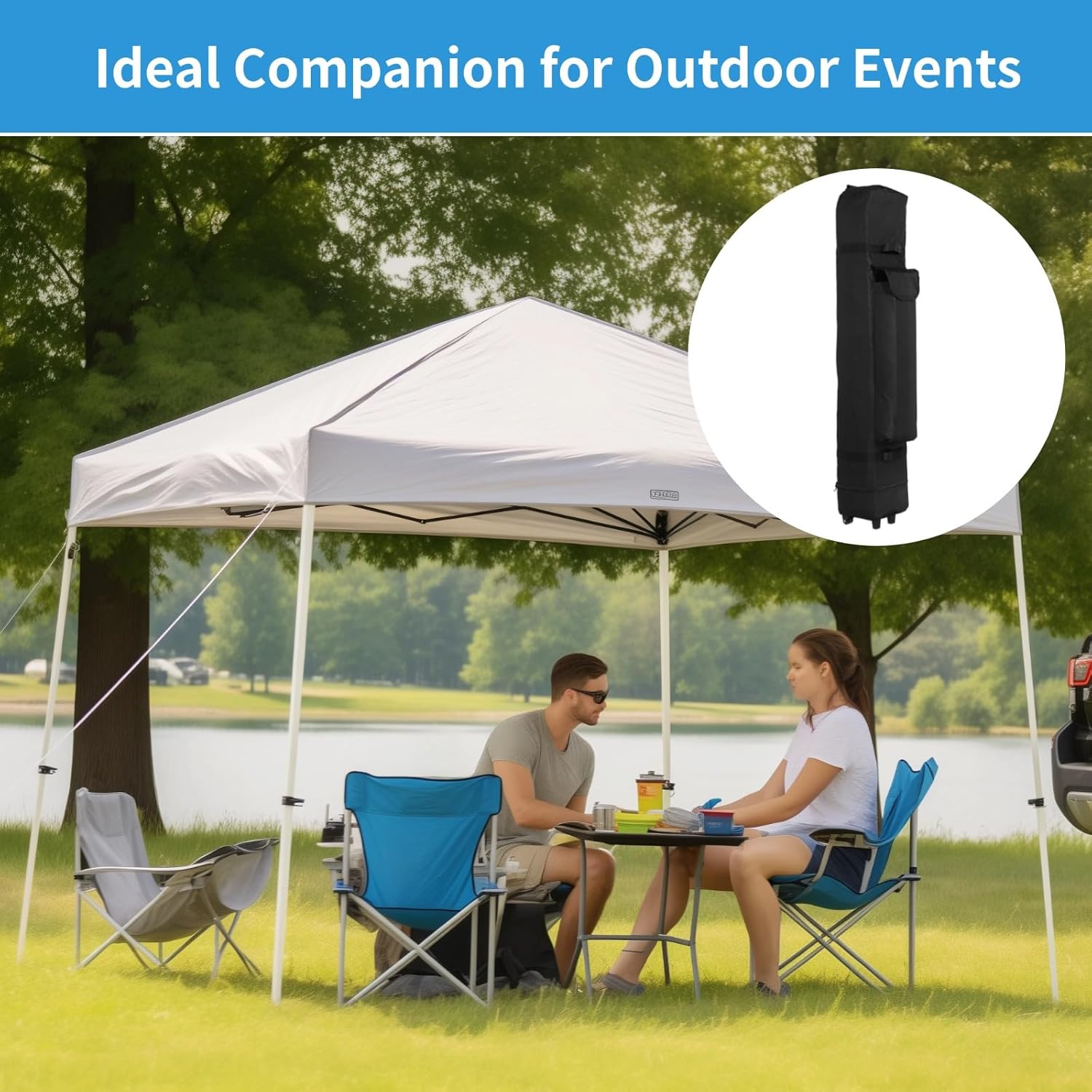 900D 10x10 Pop up Canopy Tent Roller Bag with Handle, Heavy Duty 10x10 Canopy Bag with Wheels, Universal Wheeled Canopy Tent Storage Bag Replacement, Waterproof and Wear-Resistant