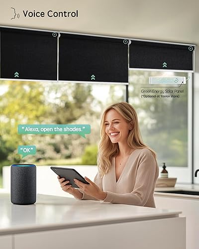 Miniatura 63 de Yoolax Persianas motorizadas con control remoto, persianas inteligentes opacas para ventanas, persianas enrollables motorizadas, persianas Tela