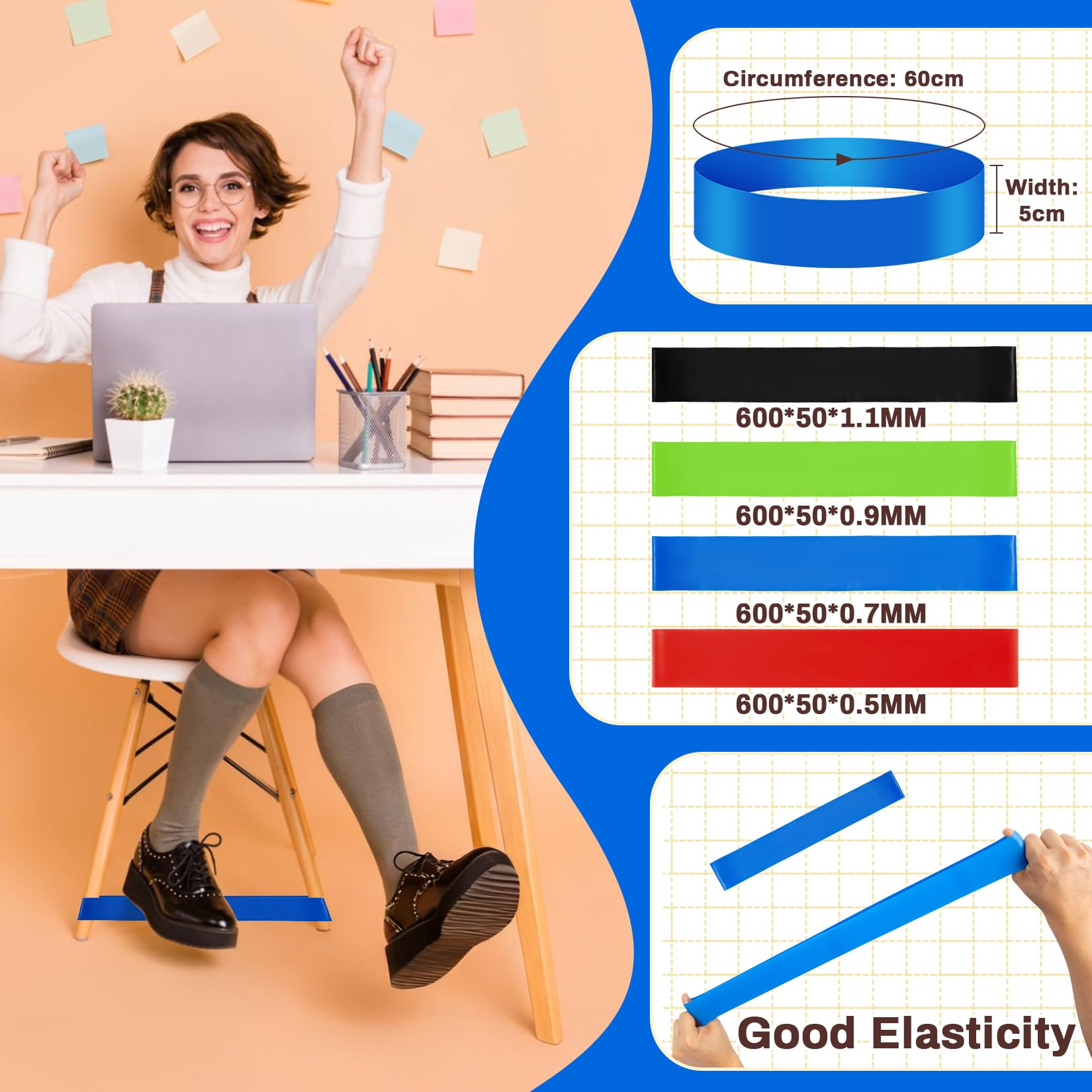 6 Stück Fidget-Stuhlbänder Für Kinder – Dehnbar, Aus Latex, Hilft Bei Konzentration & Unruhe (ADHS, Autismus)