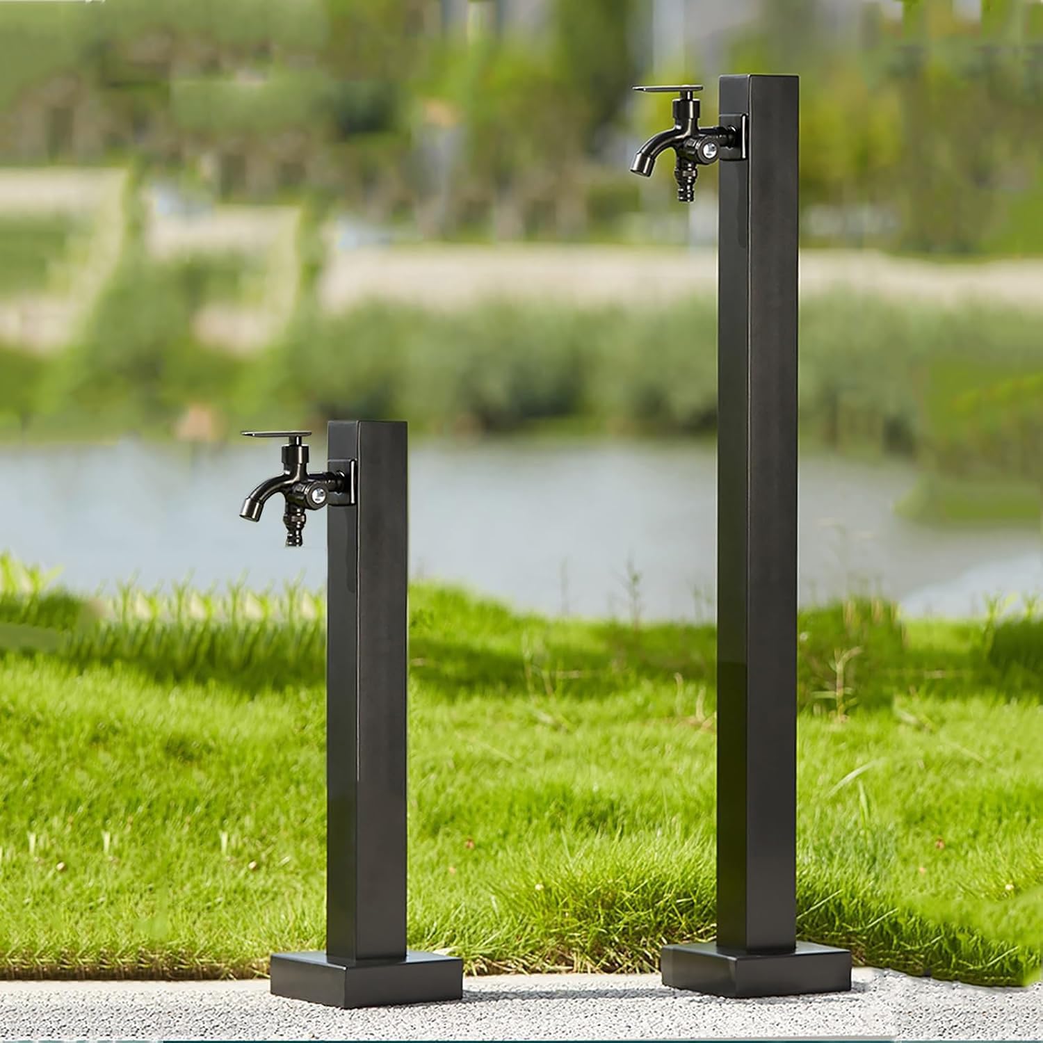 Colonna Del Rubinetto da Giardino In Acciaio Inossidabile 304, Fontana D'acqua Indipendente con Rubinetto A Doppia Uscita E Tubo Interno In Acciaio Inox, per Esterno Casa Giardino