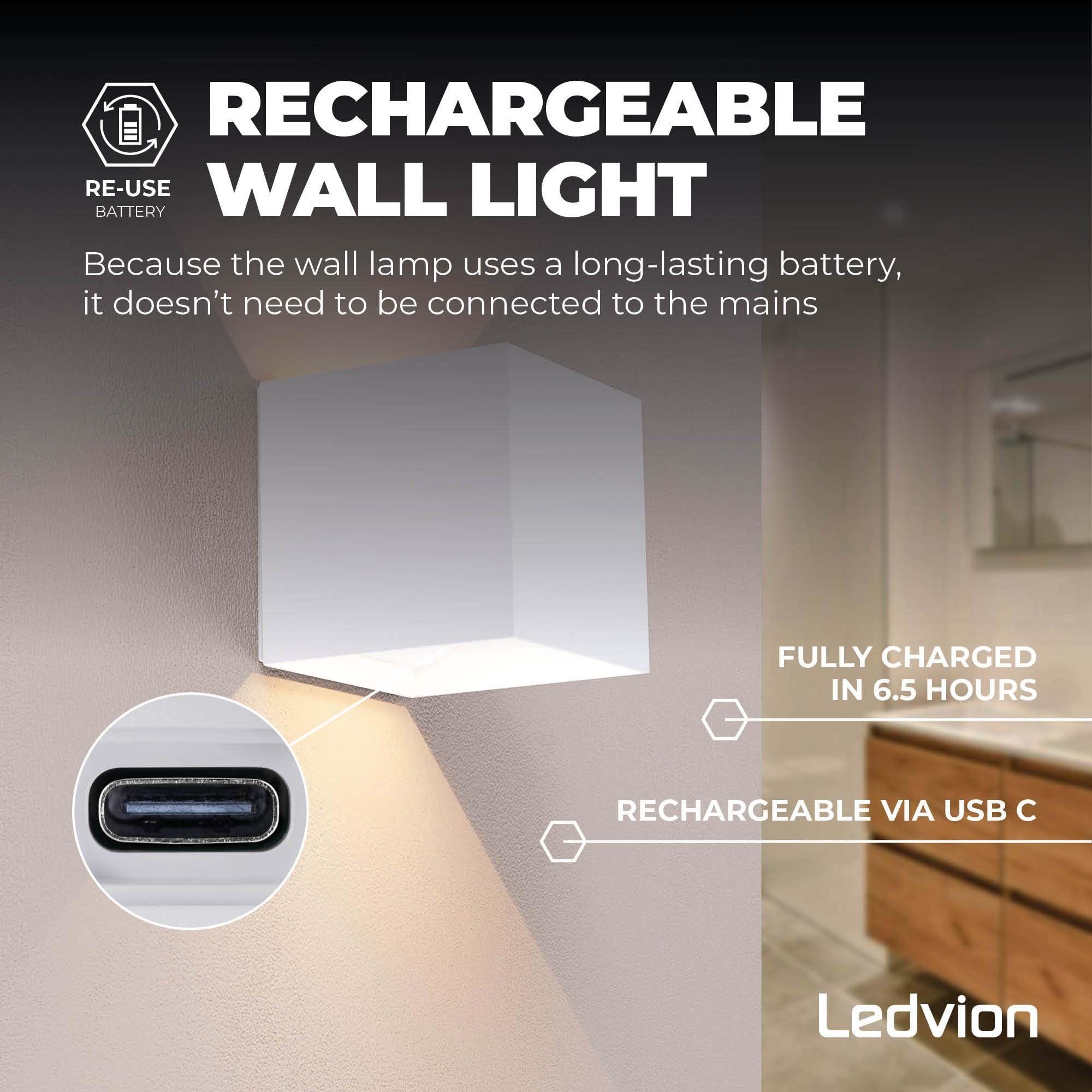 Ledvion 4er Set Wandlampe Innen/Aussen IP44 Warmweiß weiß sensor akku