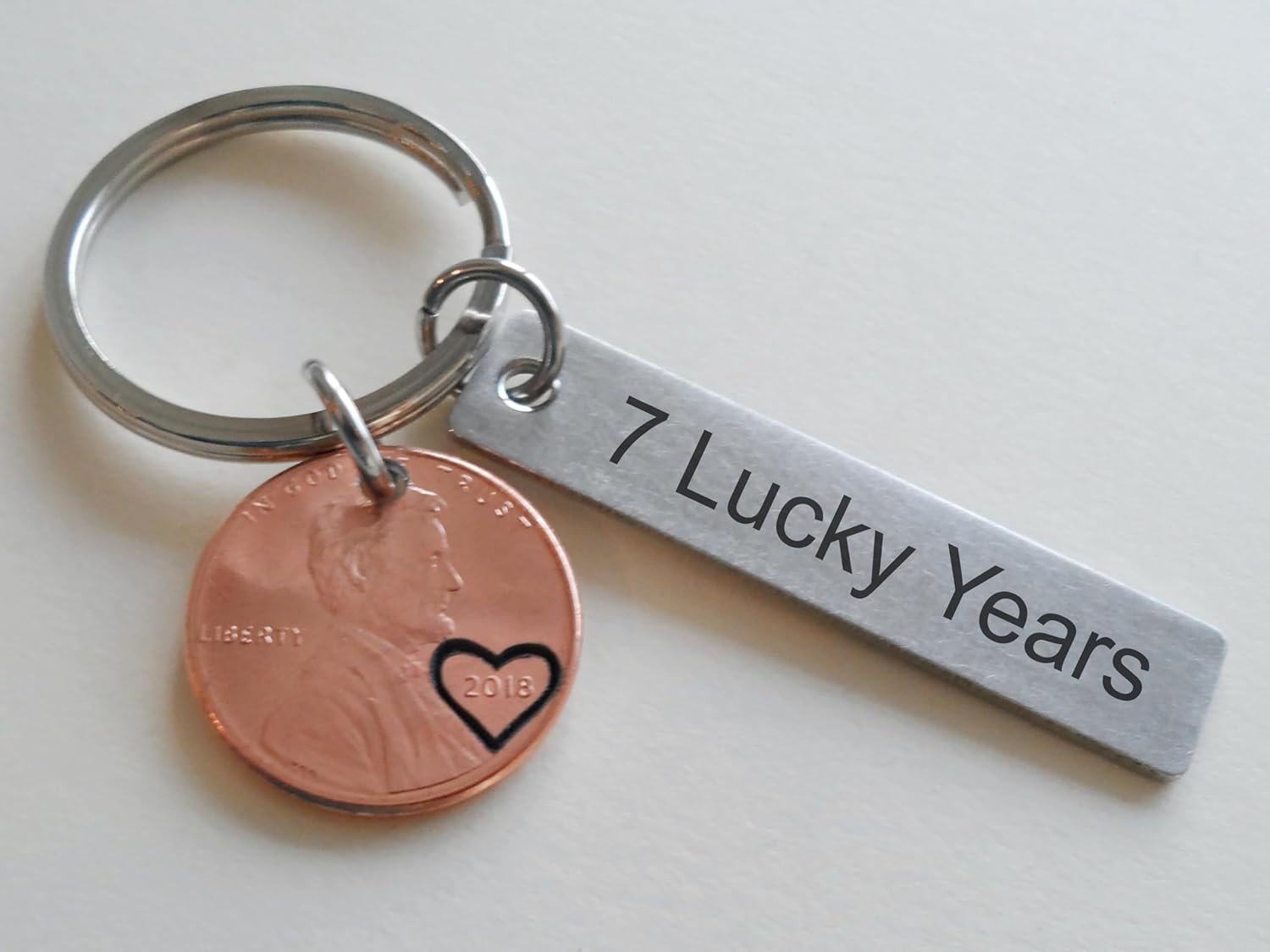 Custom Hand Stamped Personalized Penny Keychain Initials With Heart Around Year & Other Options, Anniversary Gift, Husband Wife Key Chain, Boyfriend Girlfriend Gift, Customized Couples Keychain - Image 8