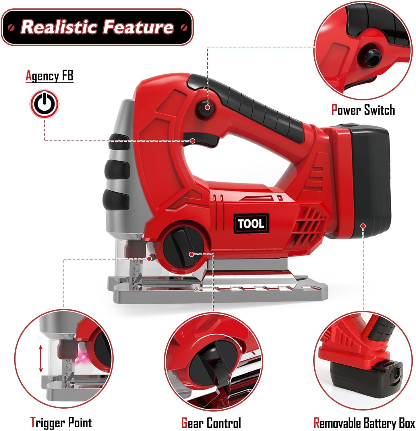 Kids Construction Tool Set for Halloween Toddler Boys Girls 3+ Ages,Red Preschool Pretend Play Tool,Toddler Toys with Electric Toy Chainsaw, Drill Toy,Toy Tools Christmas for Kids