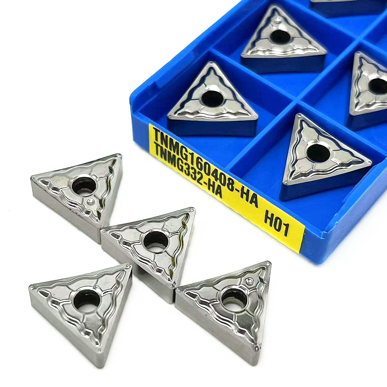 10 pièces CNC plaquettes en carbure d'aluminium TNMG160402 TNMG160404 TNMG160408-HA H01 outil de tournage externe CNC plaquettes en aluminium outil de coupe(TNMG160404-HA H01)