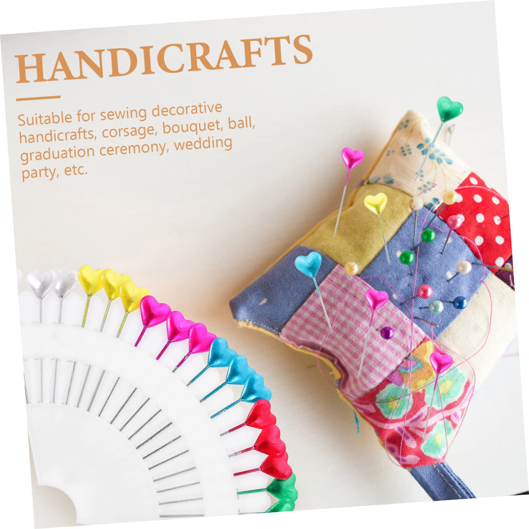 DOITOOL Heart Shape Pearl Bead Needles 216pcs Sewing Pins Dressmaking Crafting Pins Big Eye for DIY and Decorative Work