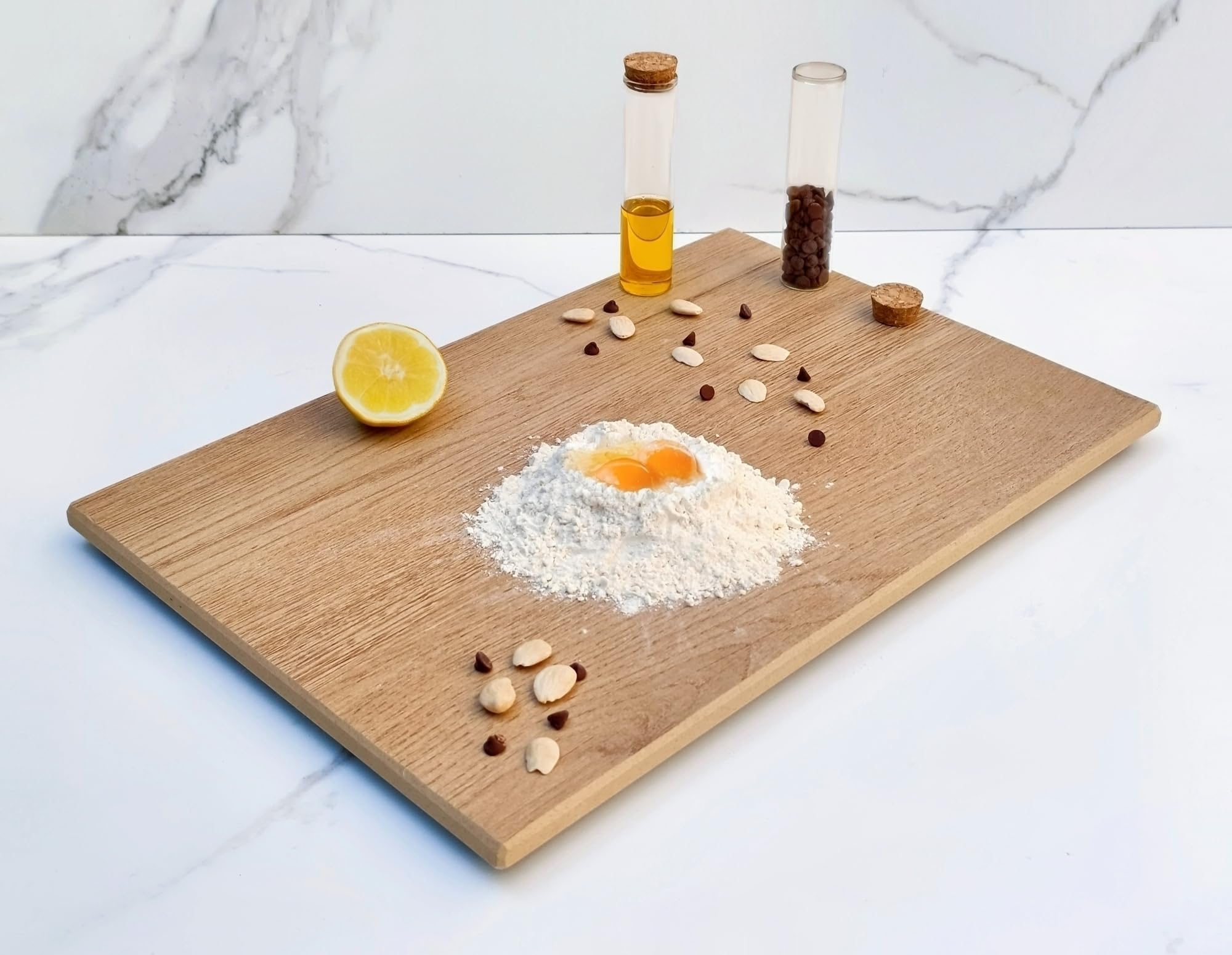 LOANE - Tabla Cortar Cocina - Tabla para Repostería y Amasar, Protector de Encimera, Antibacterial, Fácil de Limpiar, Resistente al Calor y Arañazos, Material Porcelánico (Roble)