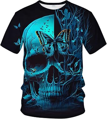 Men's Skull Graphic Tshirt 3D Print Skeleton Shirt for Men Funny Skull Tees Top