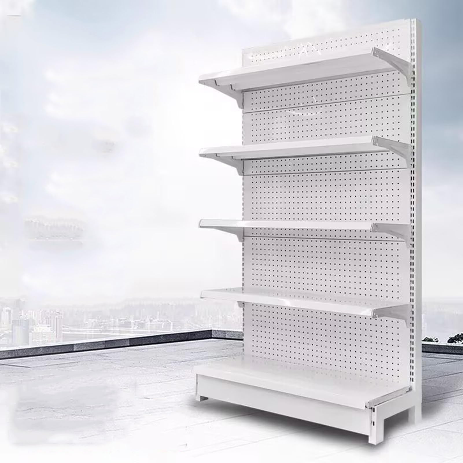 5 Shelves Retail Gondola Shelving Wall Display Rack - Single-Sided Supermarket Shelves, Convenience Combination Shelves?for Retail Convenience Grocery Office Supply Or Liquor Stores(120 * 43 * 1