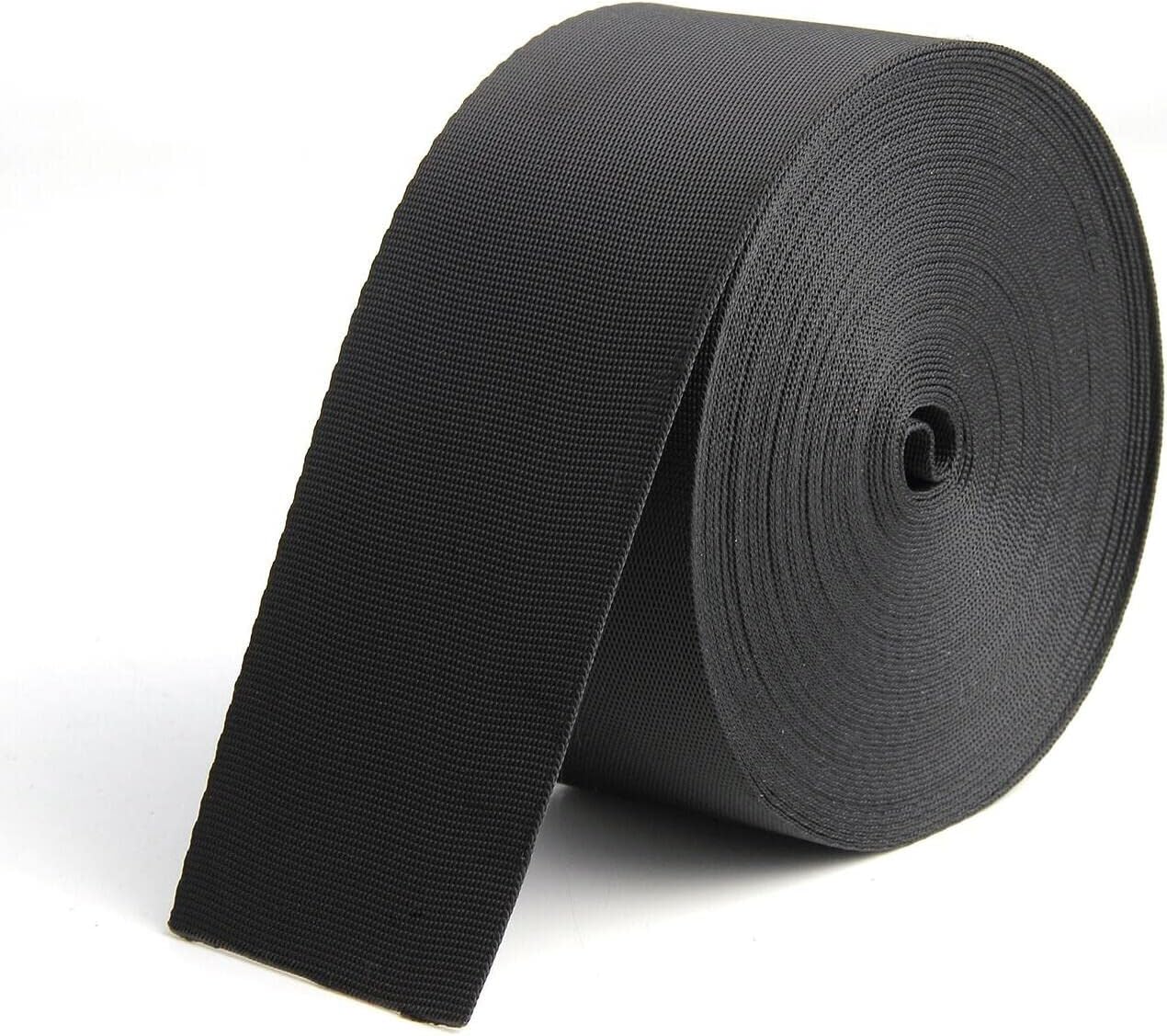 2 Inch Wide 10 Yards Nylon Webbing Strap，Polypropylene Straps for Bags, Hammocks and DIY Making Luggage Strap, Pet Collar, Backpack Repairing (Black)