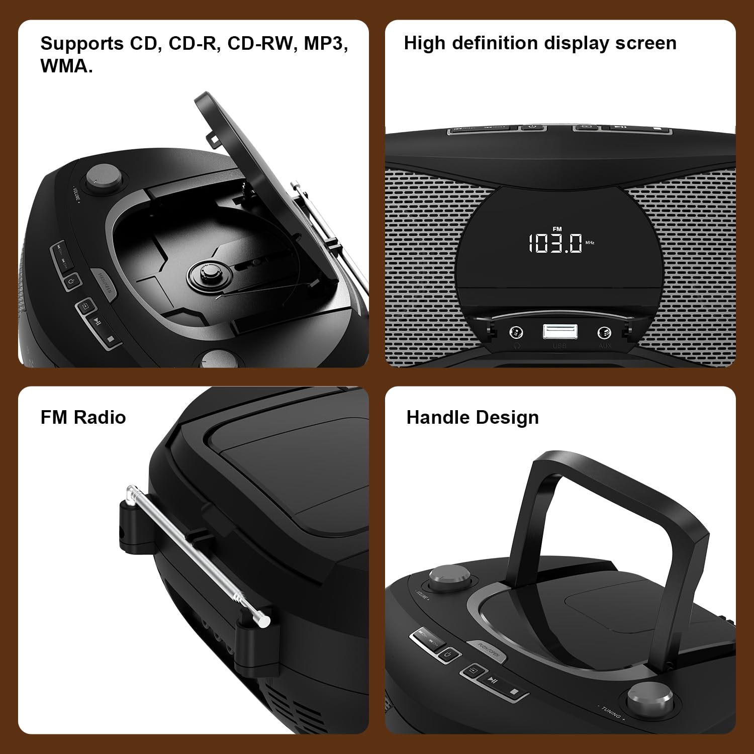 Lonpoo Kids Cd Player Portable Boombox Con Bluetooth/fm Rad | Meses sin interés