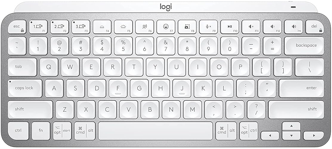 Logitech MX Keys Mini Teclado Inalámbrico Minimalista Iluminado, Compacto, Bluetooth, Retroiluminado, USB-C, Compatible con Apple macOS, iOS, Windows, Linux, Android, Construcción Metálica - Gris Claro (Reacondicionado)