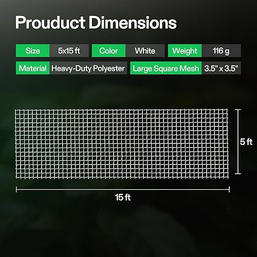Vista 22 de Vivosun - Red cuadriculada de poliéster resistente para plantas, 5 x 15 pies (paquete de 1)