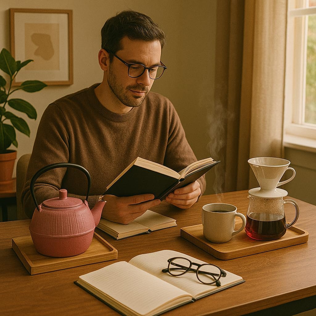 Creative Home Kyusu Cast Iron Pot Tea Kettle with Removable Stainless Steel Infuser Basket, 29 Ounce, Pink