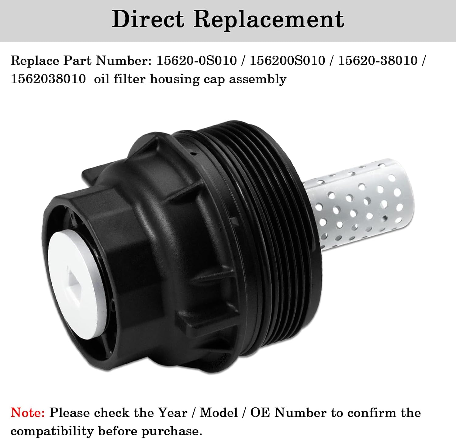 15620-38010 Oil Filter Housing Cap Assembly With Oil Plug Drain, Fit for Toyota Tundra, Sequoia, Land Cruiser & Lexus LX570, Replace 15620-0S010