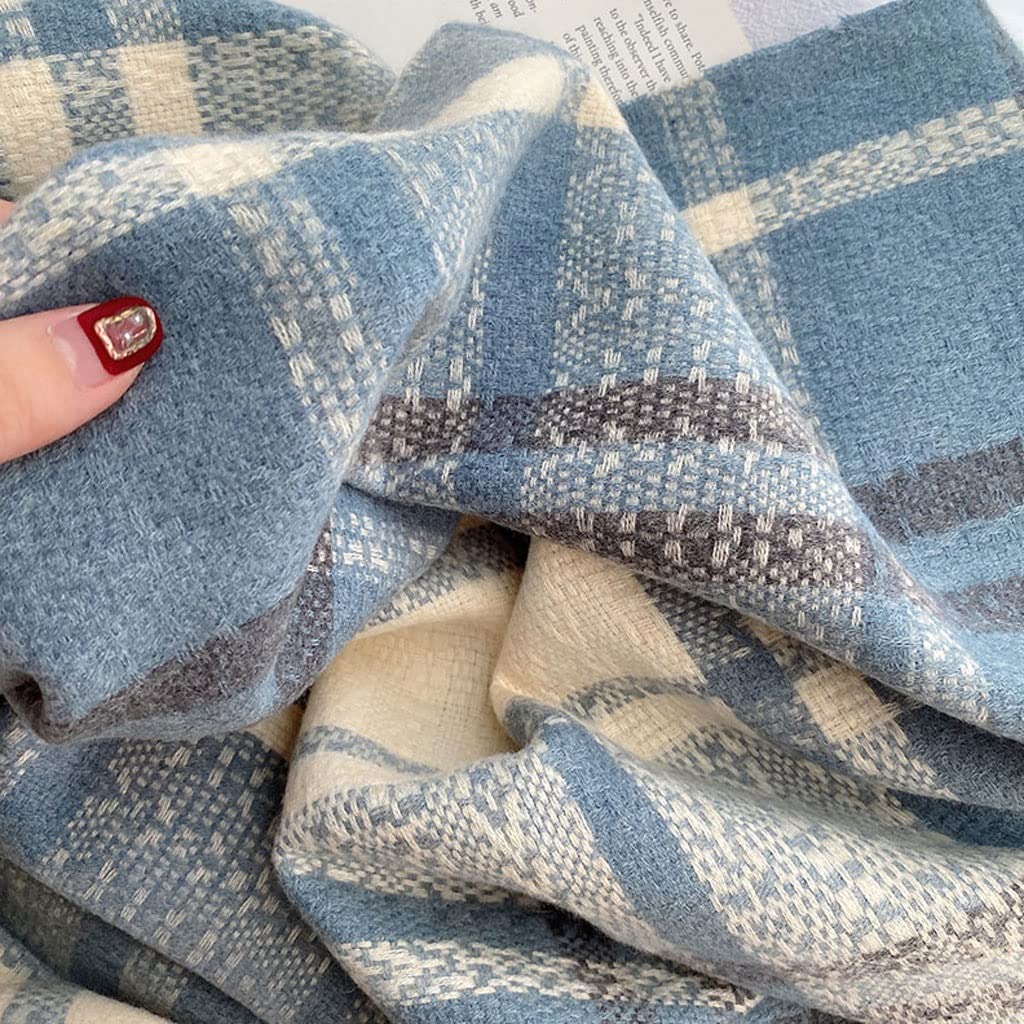 Bufanda Invierno Imitación Cachemira Invierno Bufanda cálida Hombres Tassel Tejido Tela Escocesa Bufandas Bufandas Femenino otoño mantón envueltos Chal Bufanda
