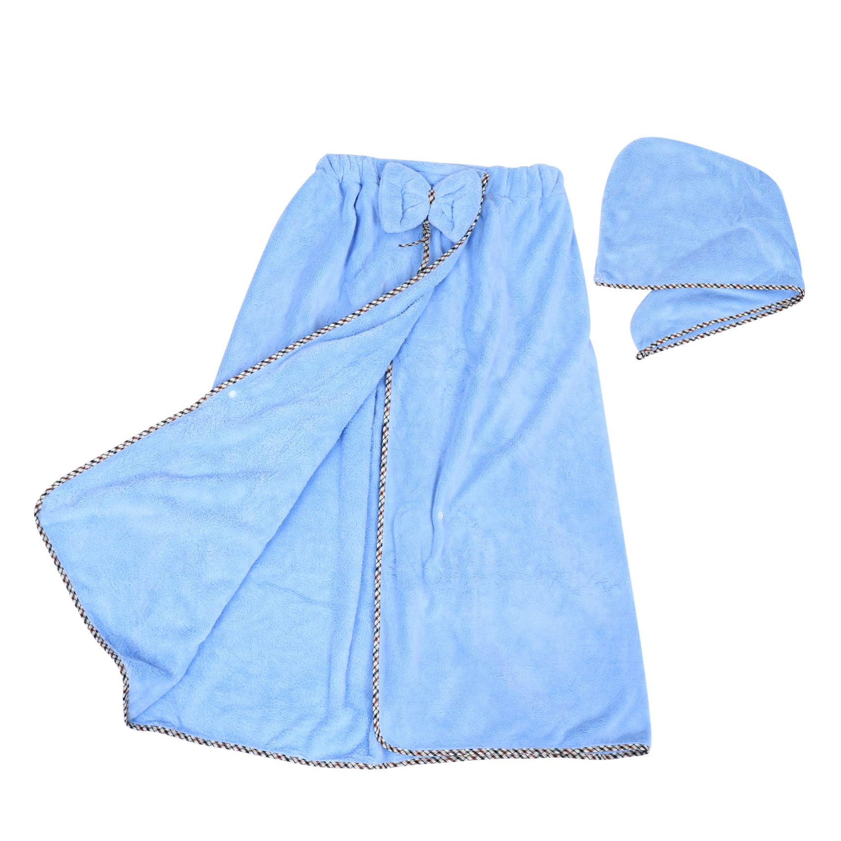 Bata de baño para mujer que no se resbala: conjunto de falda azul y gorro de secado