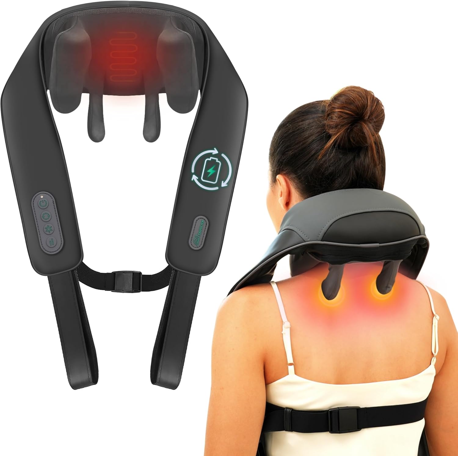 Snailax Cordless Neck Shoulder Massager with Heat for Pain Relief Deep Tissue