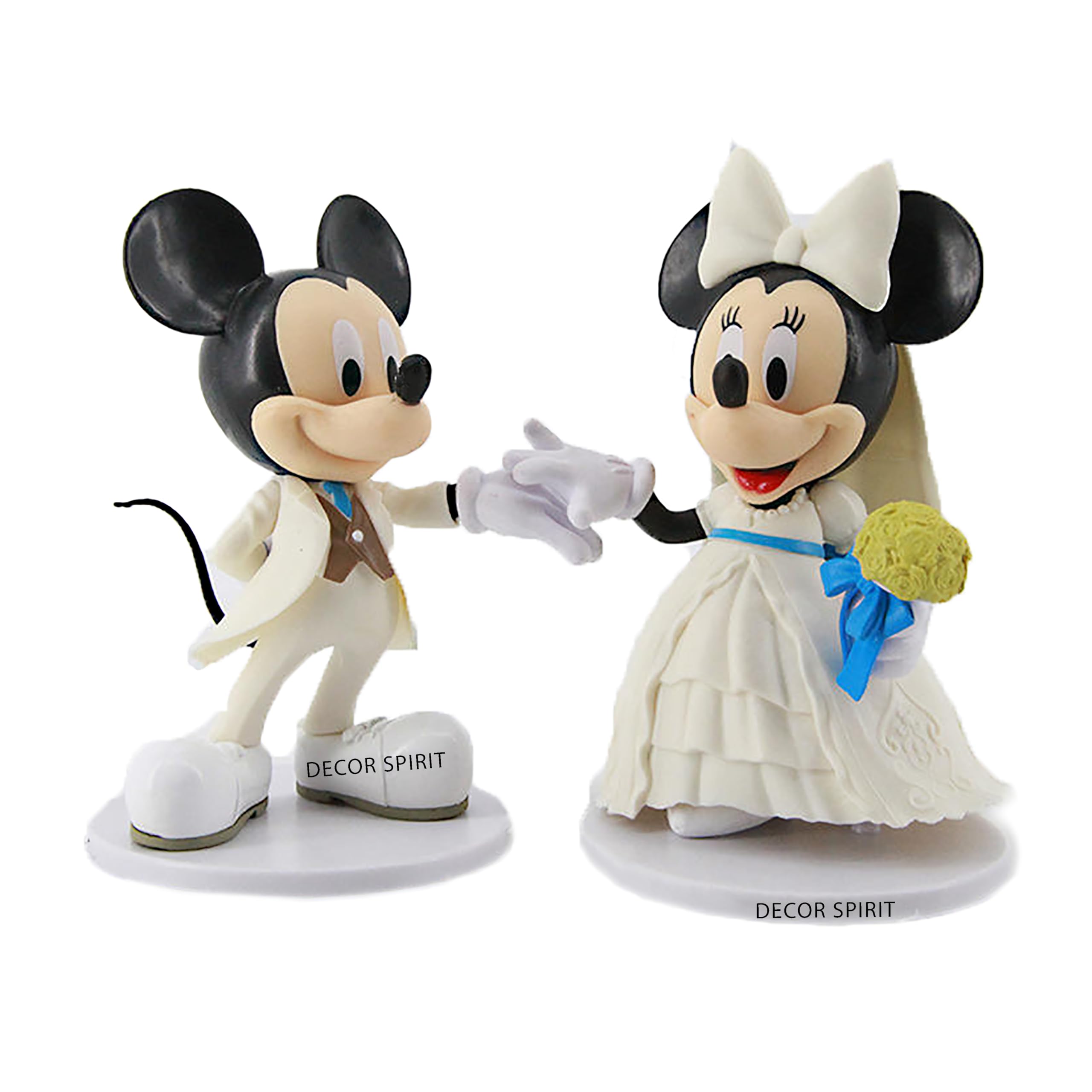 12.5Cm Mickey & Minnie Mouse White Wedding Suit-Dress Action Figures - Set of 2 for Home Decor, Table - Desk Decor | Gift for Kids, Family & Friends | Micky Mouse Toy Figure