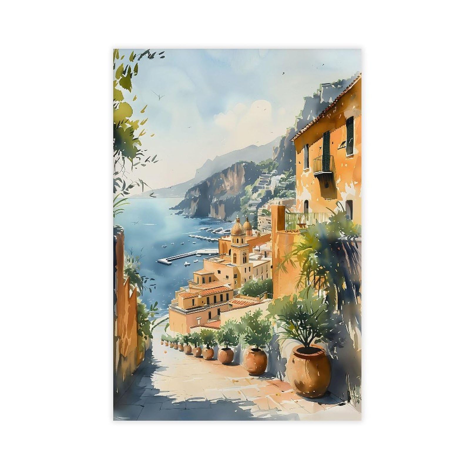 Amazon.com: ZJLAMZ Napoli Watercolor Painting Naples Italy Poster