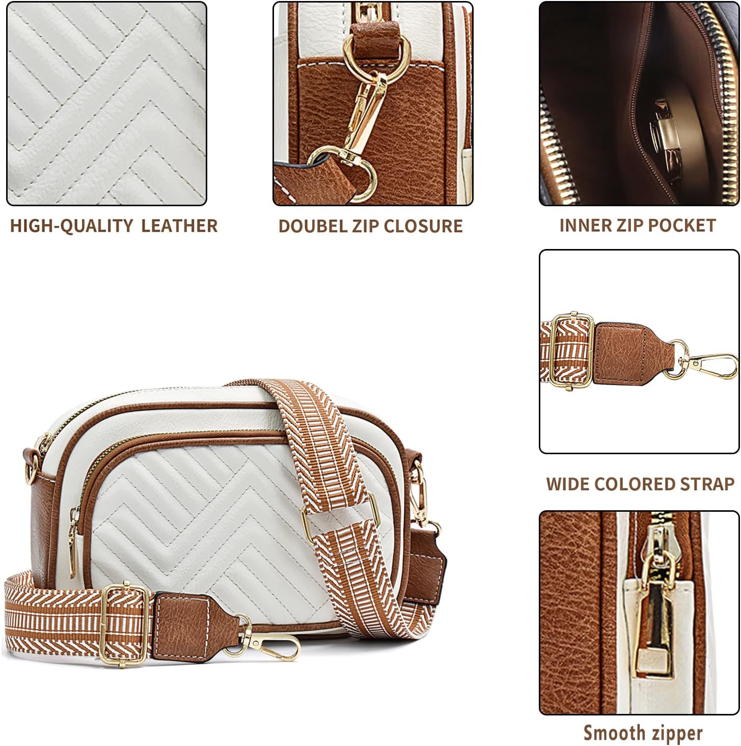 Crossbody Bags for Women Quilted Crossbody Purses Crossbody Bags Trendy Small Shoulder Bag with Wide Strap - Image 4