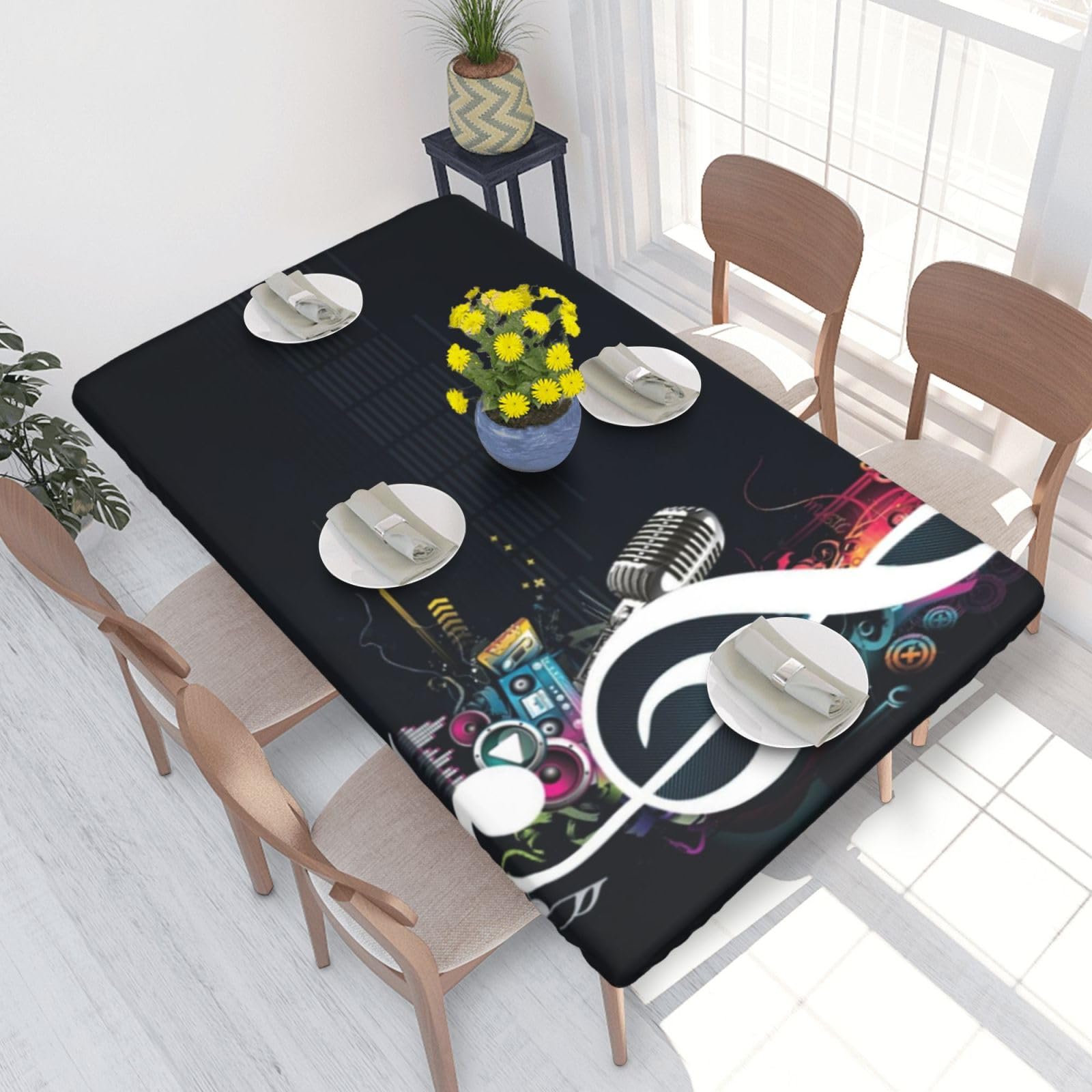 BNVSADC Music Notes Printed 4FT Tablecloth 122x76 CM Polyester Kitchen Water Resistant Table Cloth Dining Table Decoration Table Covers