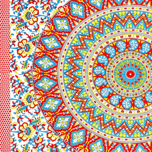 Image of RajasthaniKart Pure 100% Cotton Single Bed Sheet with 1 Pillow Cover (Bedsheet for Single Bed Cotton, Red Ghera)