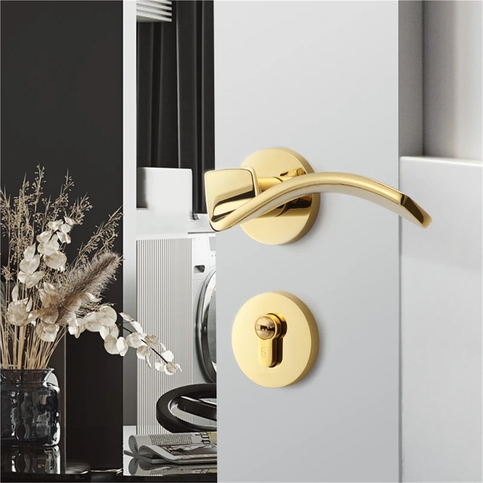 Split Gold Indoor Silent Door Lock, Household Universal Bedroom Wooden Handle, Room
