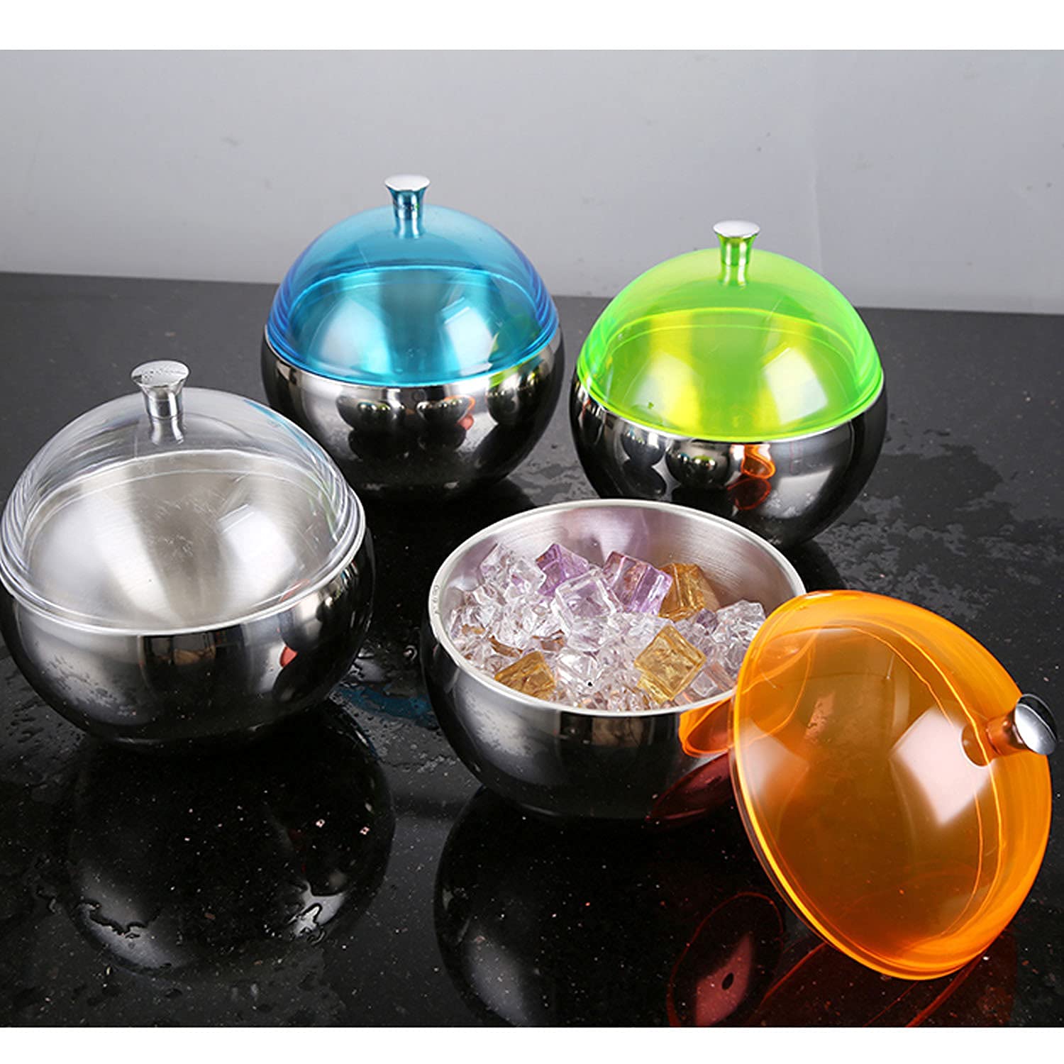 Cubitera térmica con Pinzas y Tapa, Cubo de Hielo en Forma de Bola para Bar, Cubos de Hielo para Acampar