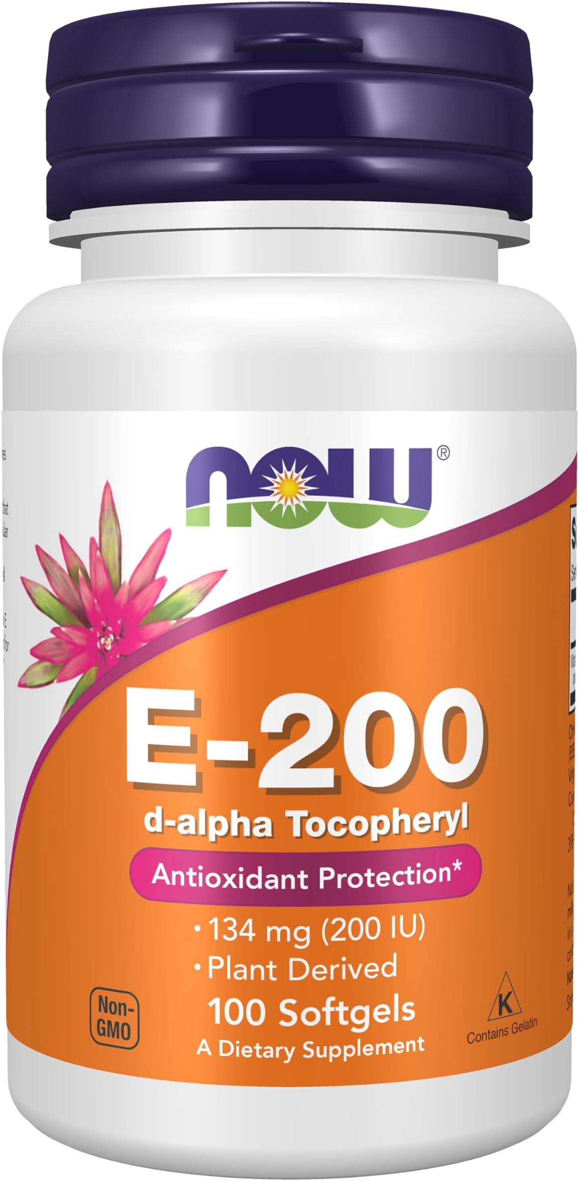 NOW Supplements, Vitamin E-200 IU, D-Alpha Tocopheryl, 100 Softgels