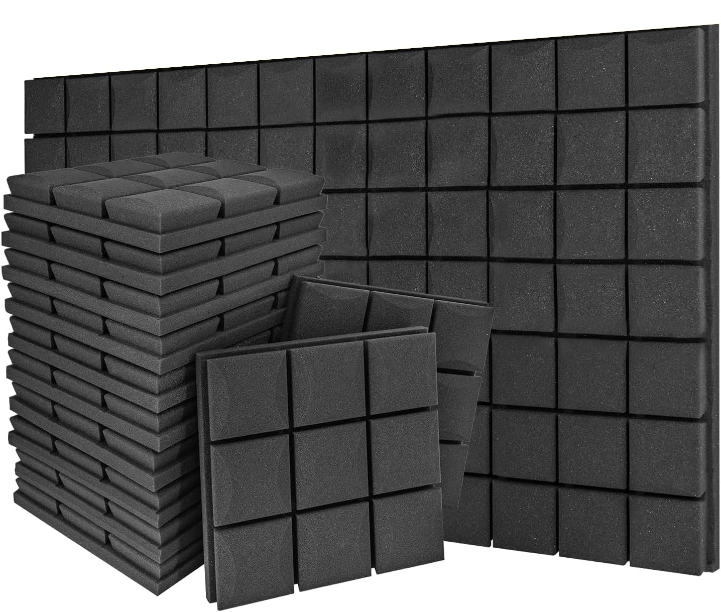 Snapklik.com : Acoustic Foam Panels 12 Pack 2" X 12"x 12" High Density ...