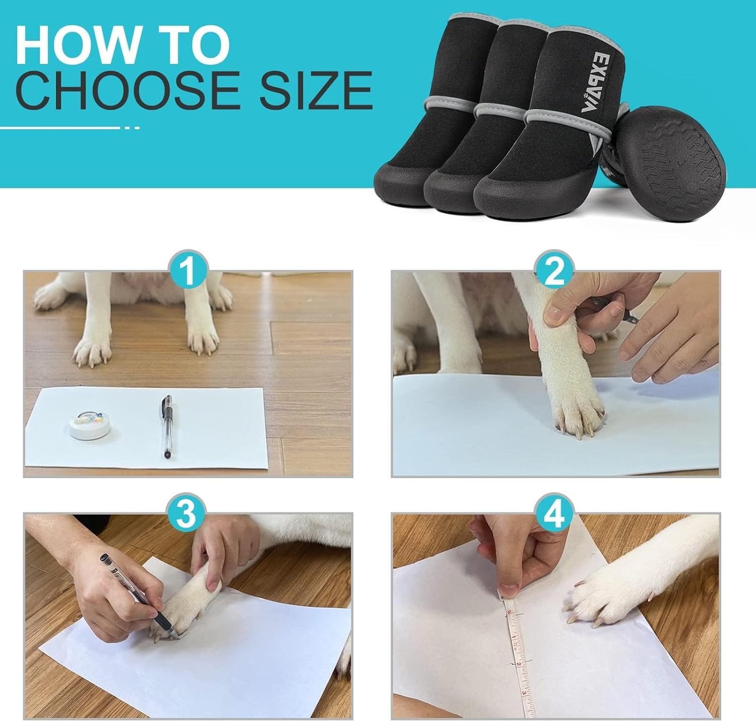 EXPAWLORER Waterproof Dog Shoes for Small Medium Large Dogs, Dog Shoes for Cold Winter, Hiking Walking, Reflective Dog Booties for Outdoor Snow Rain Days, Anti-Slip Dog Boots & Paw Protectors Black L