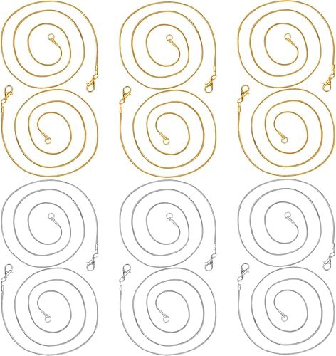 Miniatura 10 de EuTengHao Paquete de 12 cadenas de collar chapadas en plata, cadenas de serpiente a granel para fabricación de joyas, manualidades, 0.472 in (18