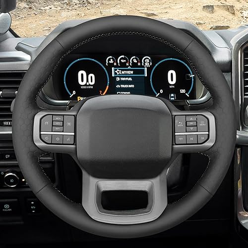 Miniatura 139 de MEWANT Hand Stitched Car Steering Wheel Wrap Cover for Ford F-150 2021-2023 / F-150 Lightning 2022-2023 Steering Wheel Accessories