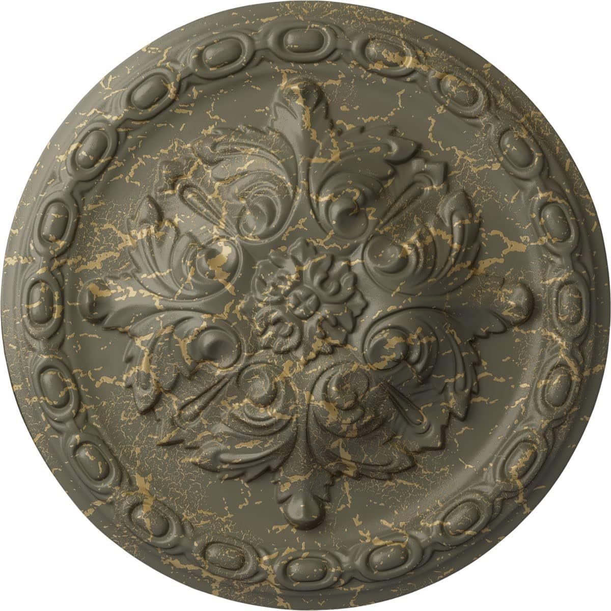 Ekena Millwork CM11ACWHC 11 3/8"OD X 2"P Acanthus Ceiling Medallion, Witch Hazel Crackle