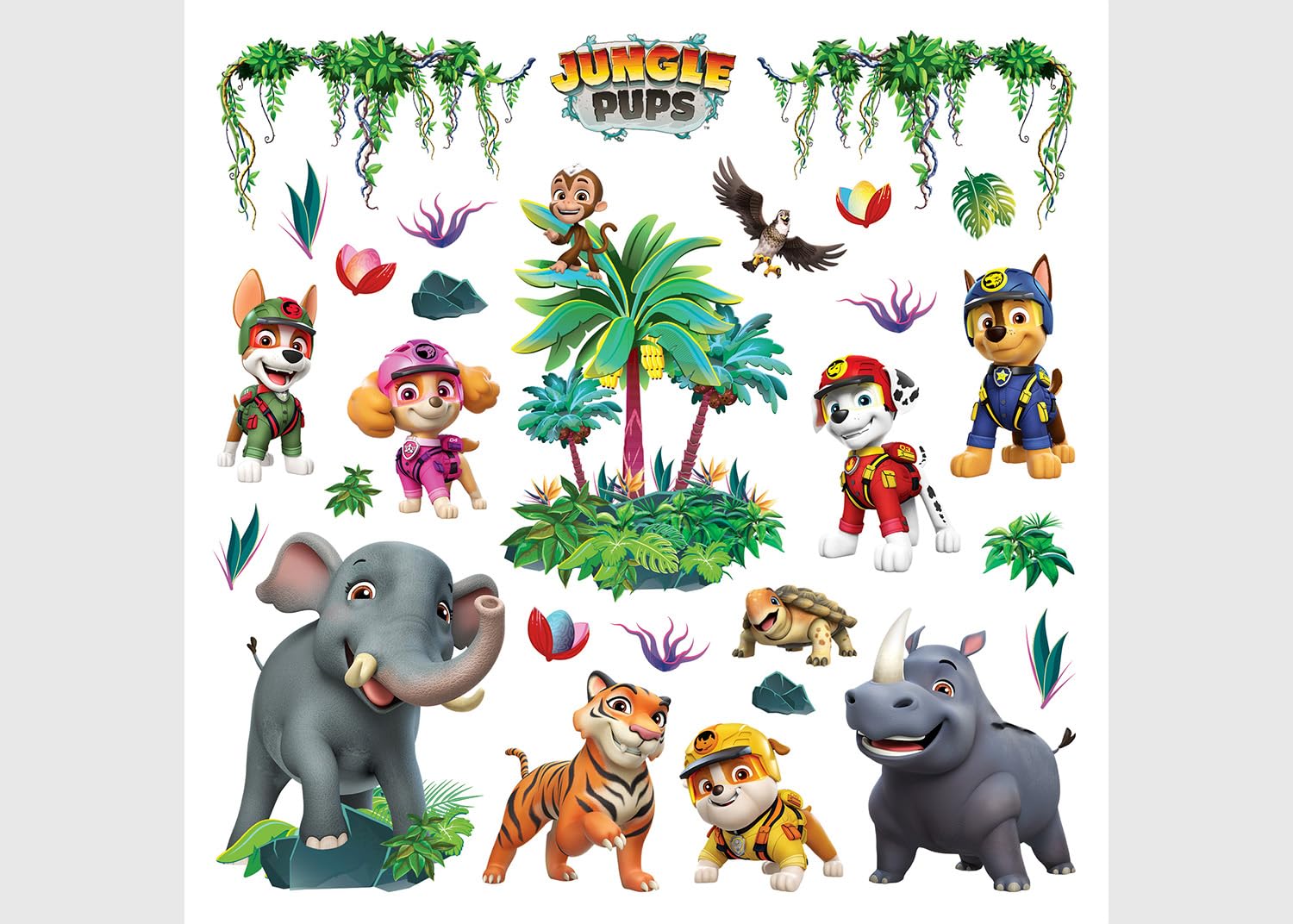 AG Design Paw Patrol Jungle Children's Room Wall Sticker, Wall Sticker, Boy Decoration, 30 x 30 cm, ADKS 3930