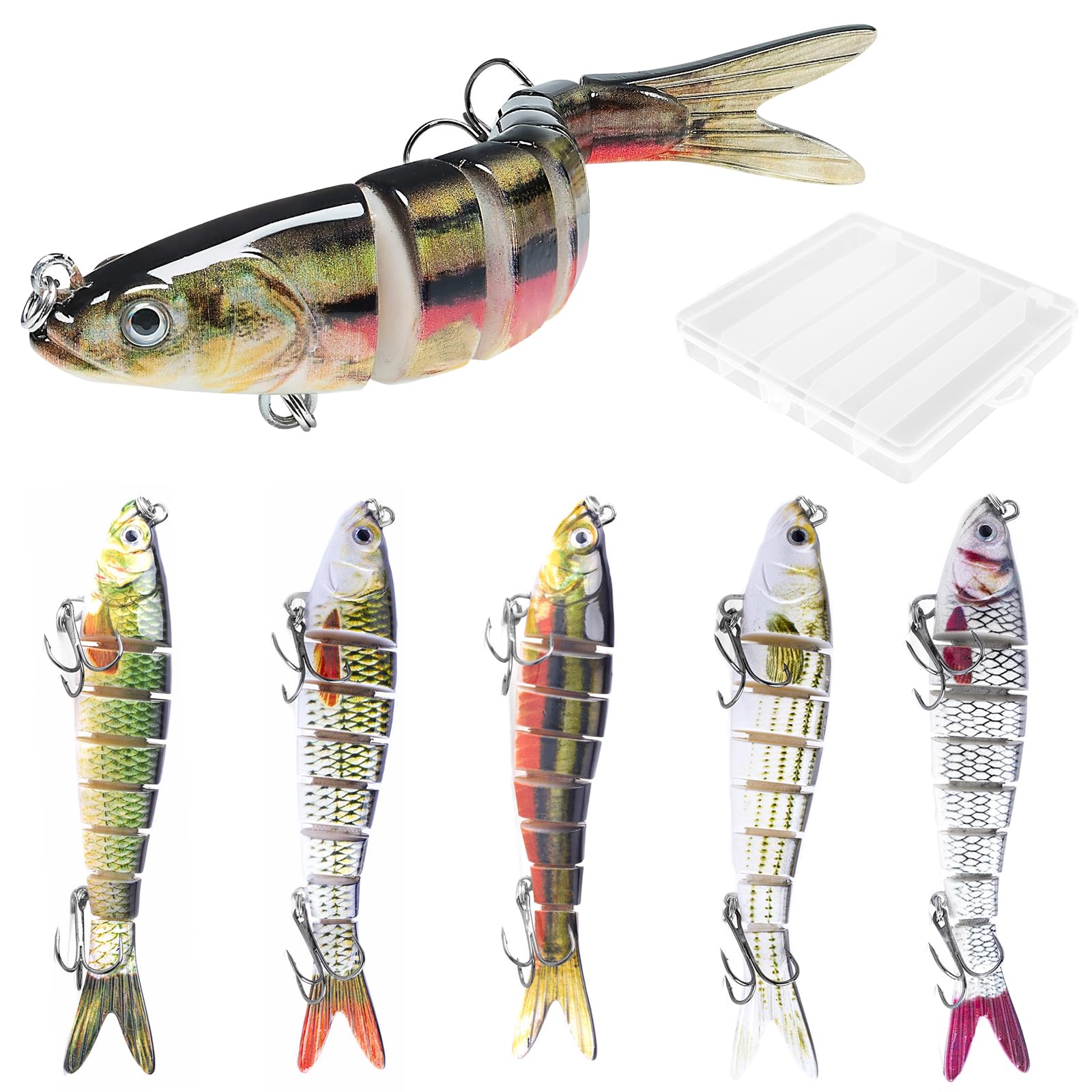 5 Pezzi Artificiali Spinning Mare, Esche Artificiali Spinning Mare, Swimbaits pesce persico, Luccio, Luccioperca, Elementi Essenziali della pesca in Mare