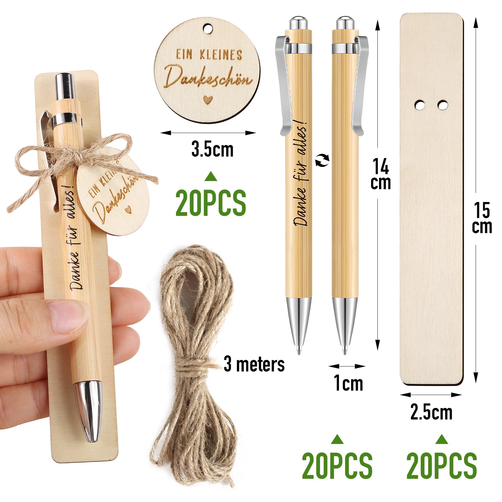 24 Sets Dankeschön Geschenke - Glücksstift & Holz Lesezeichen Set Für Kollegen