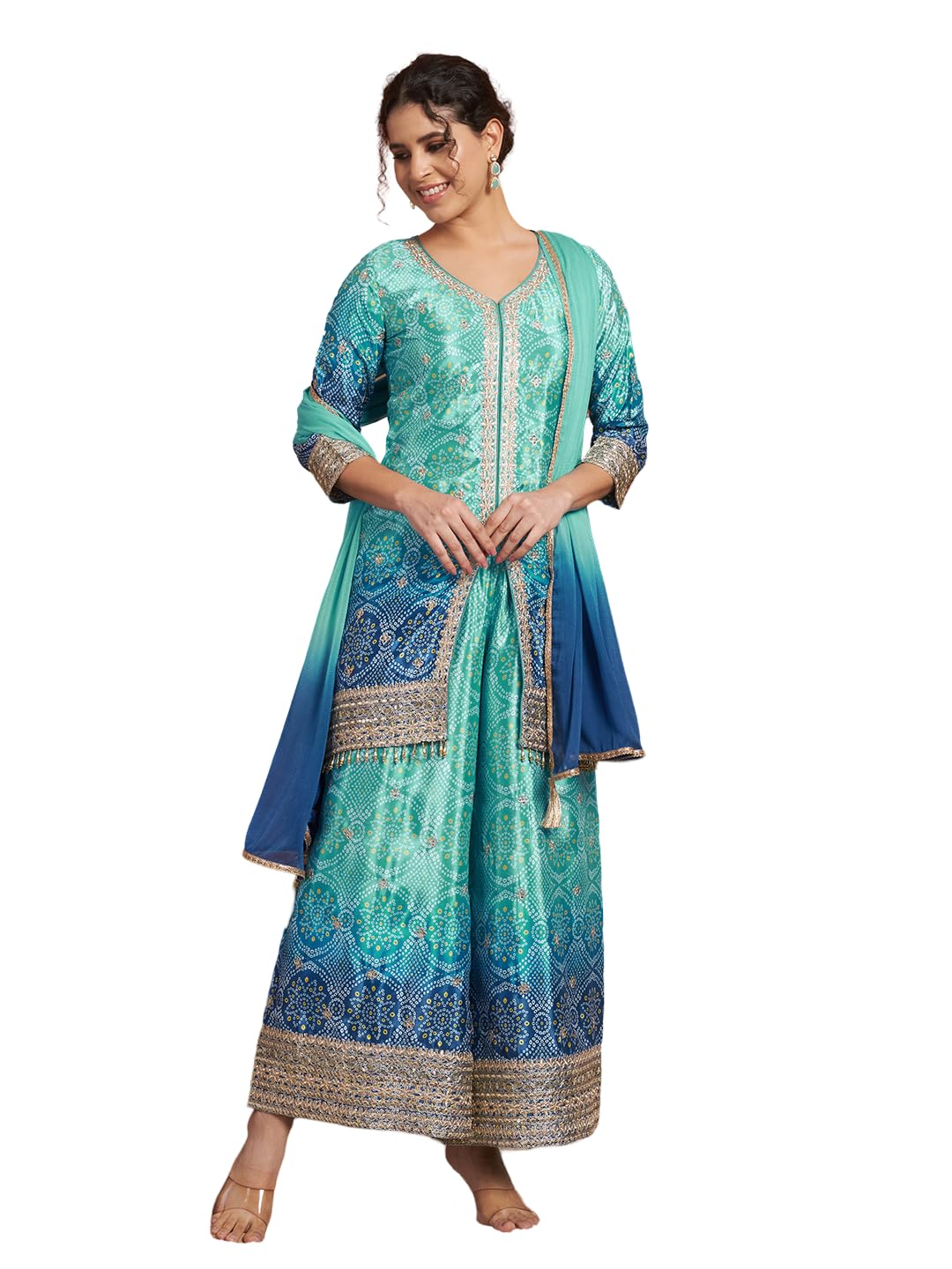 SHOPPING QUEEN Women's Silk Blend Bandhani Kurta and Palazzo Set - Review, Price and Buying Guide