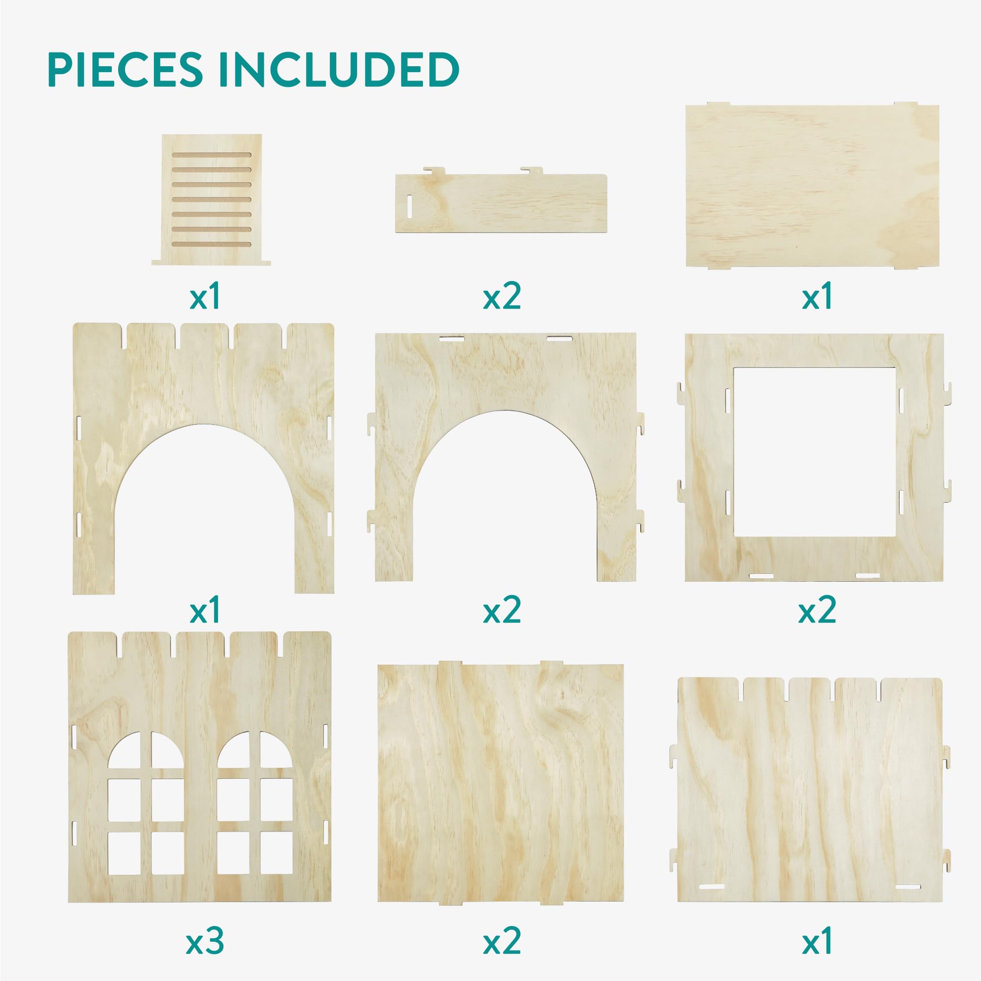 Navaris Casa para Conejos XXL - Castillo de Madera para Conejera 114 x 40 x 38,5 cm - Mansión de Juegos para Jaulas - Accesorios